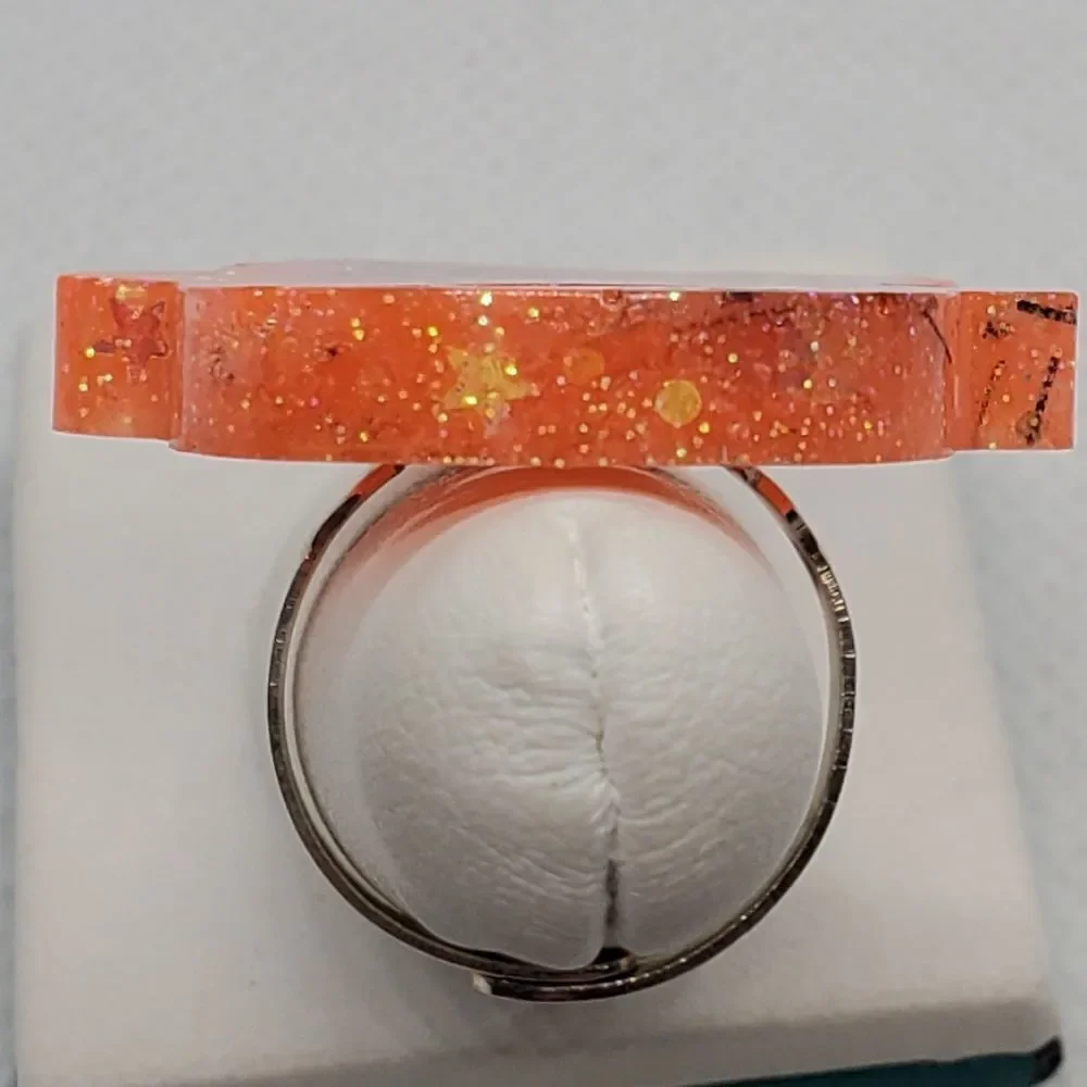 Halloween Adjustable Orange & Black Ghost Ring